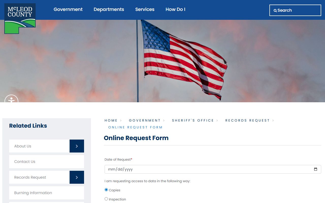 McLeod County arrest records sheriff public data request form