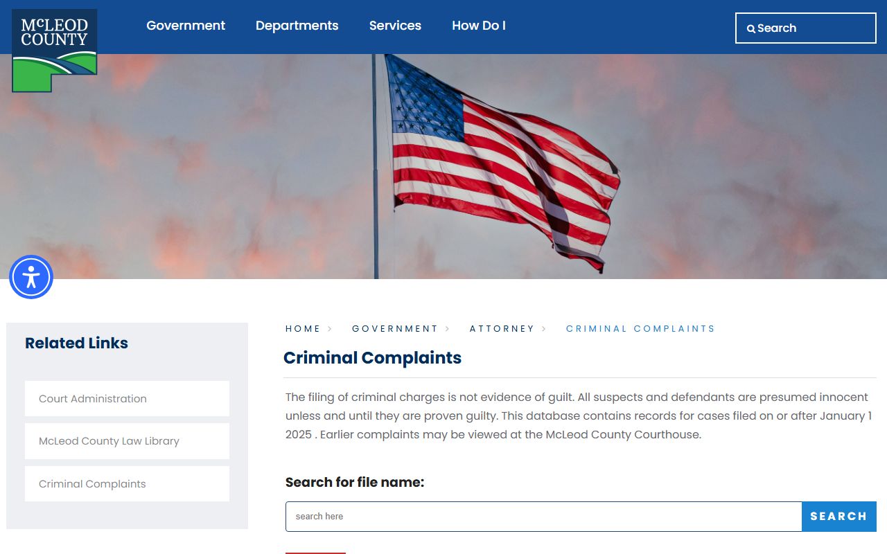 McLeod County criminal court records County Attorney criminal complaints