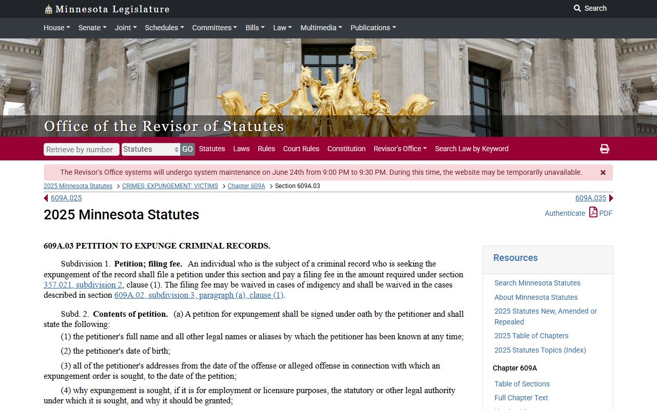 McLeod County criminal court records Minnesota expungement procedure
