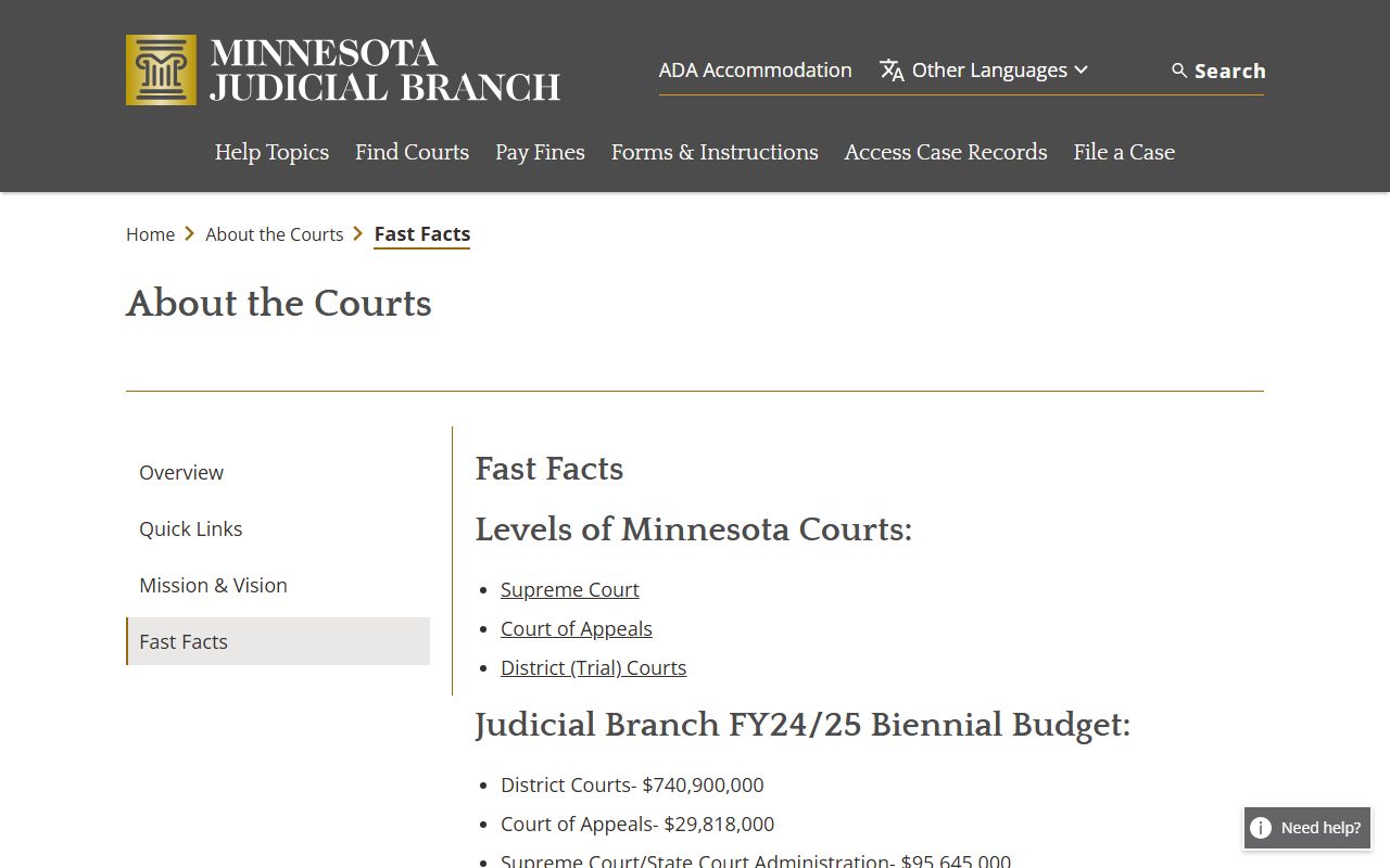 McLeod County District Court Minnesota Judicial Branch fast facts