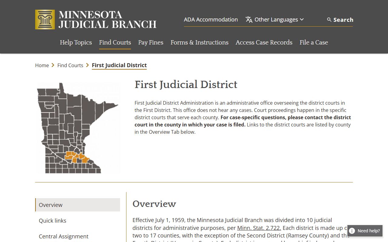 McLeod County District Court First Judicial District page