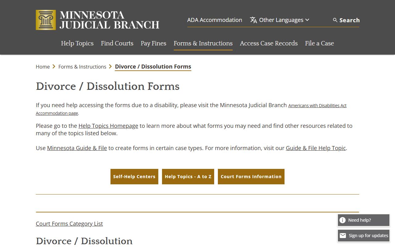 McLeod County divorce records dissolution forms