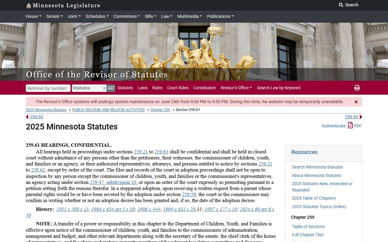 McLeod County probate records adoption confidentiality statute