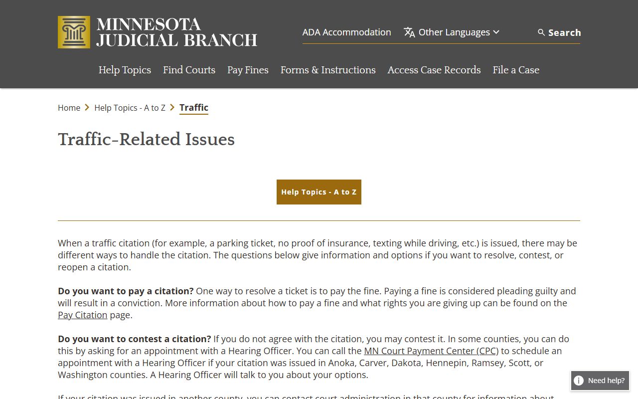 McLeod County traffic court records Minnesota traffic issues help topic
