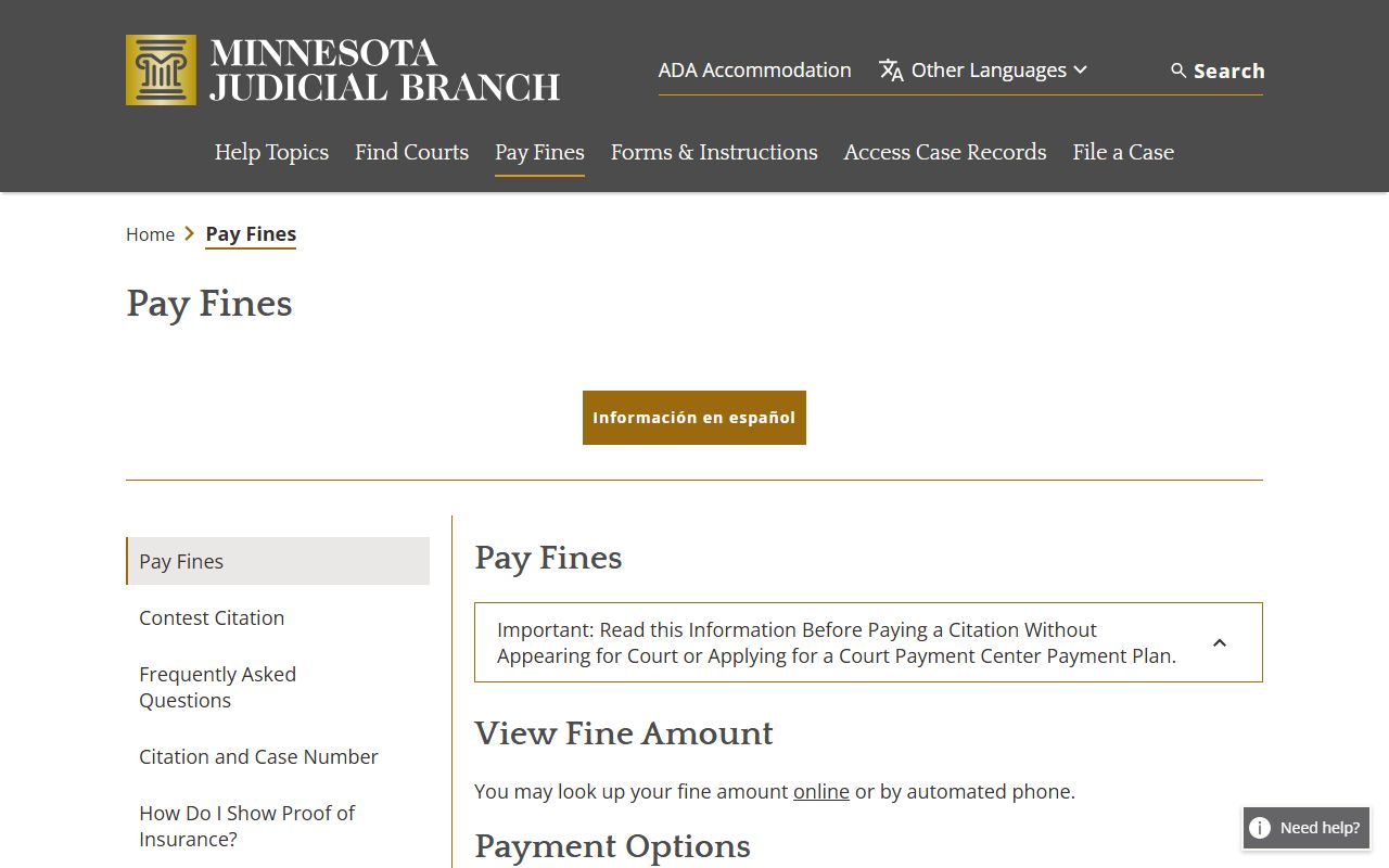 McLeod County traffic court records Minnesota Court Payment Center