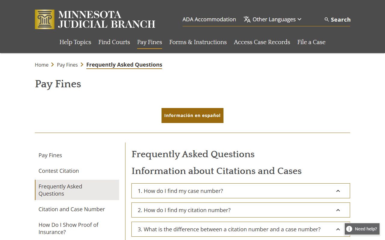 McLeod County traffic court records payment citation FAQ limits