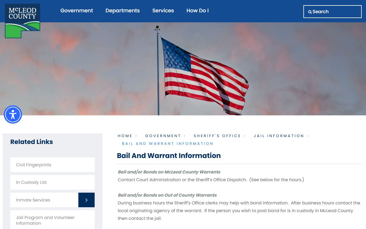 McLeod County warrant search bail and bond process