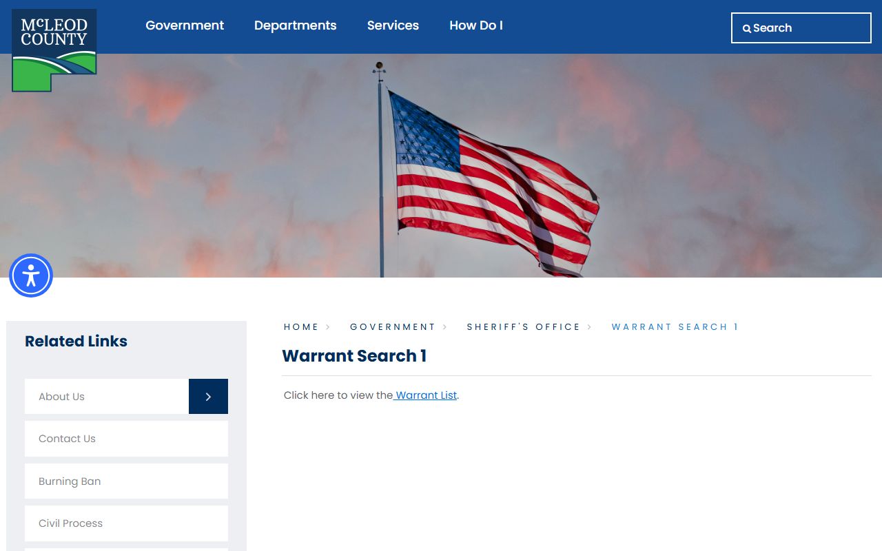 McLeod County warrant search Sheriff's Office page
